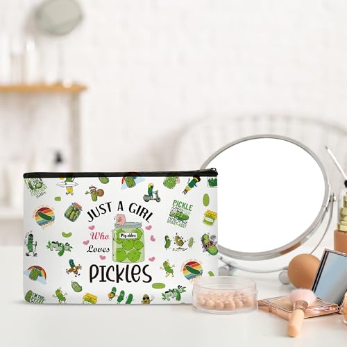 Just a Girl Who Loves Pickles - Funny Cosmetic Bag for Women, Pickle Lover Gift Travel Toiletry Organizer