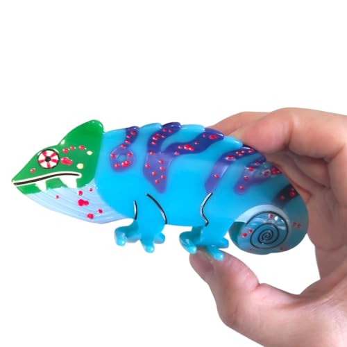 Cyan Chameleon Hair Claw Clip - Cute Novelty Acetate Hair Accessory