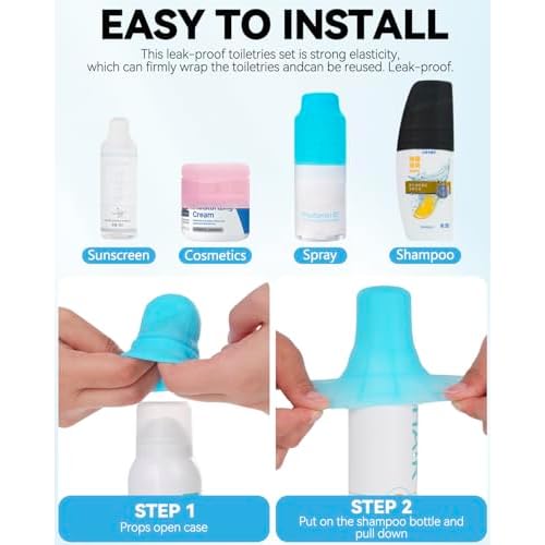 16 Pack Silicone Bottle Cover,Travel Essential for Women Men,Cruise Ship Essentials 2026,Beach Vacation Essentials,Travel Size Toiletries,Airplane Travels Accessories Elastic Sleeves for Leak Proofing
