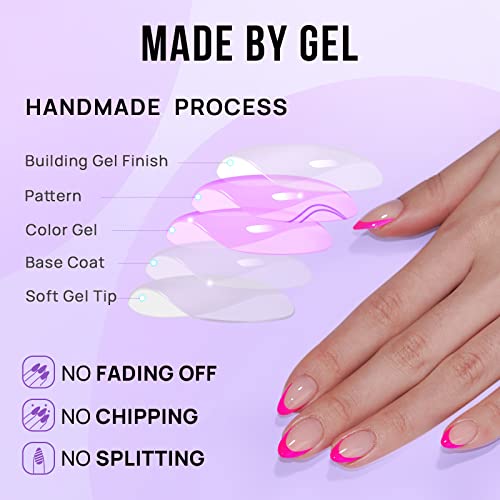 BTArtbox Berry French Press On Nails - Short Almond, 32 Ct Kit