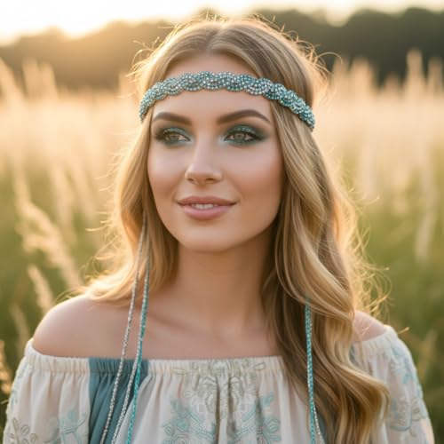 Mardi Gras Rhinestone Headbands for Women - Sparkly Crystal Braid Accessory