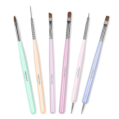 Beetles Gel Polish Nail Art Brushes 6 Pcs Multicolor Set A-Multicolor-6
