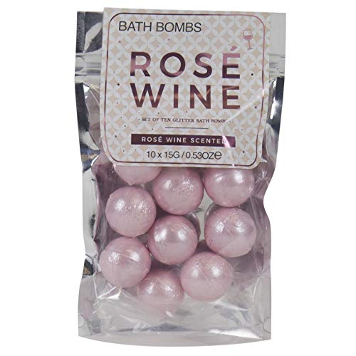 Gift Republic Rosé Scented Bath Bombs Pack of 10 - Pink Sparkly Mini Fizzies for Relaxation & Gifting