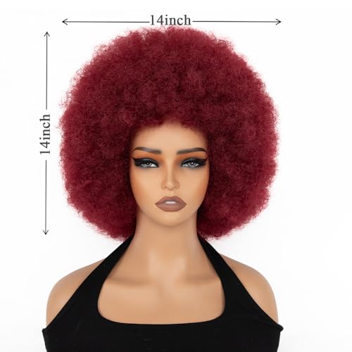 Black Women's Short Curly Afro Wig - Bouncy, Natural-Looking Synthetic 70s Style