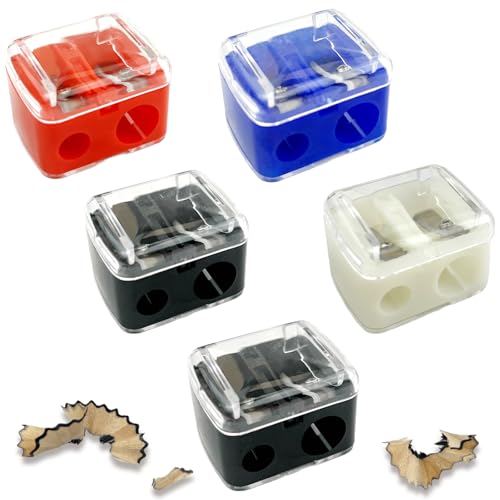5-Pack Dual Hole Cosmetic Pencil Sharpeners for Lip & Eyeliner