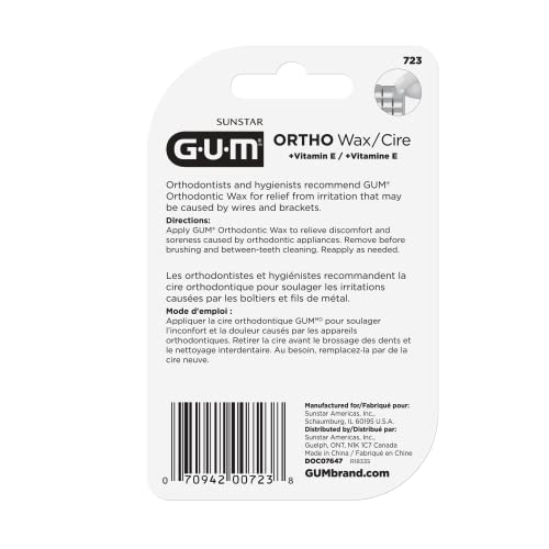 GUM Orthodontic Wax for Braces & Dentures with Vitamin E - 2 Pack