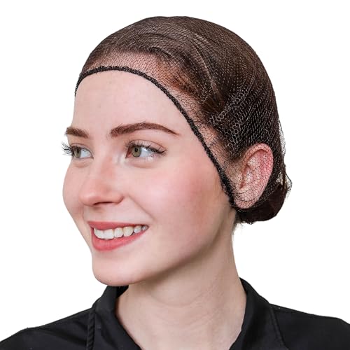 Disposable Honeycomb Nylon Hair Nets - 28 Inch, 100 Count, Brown