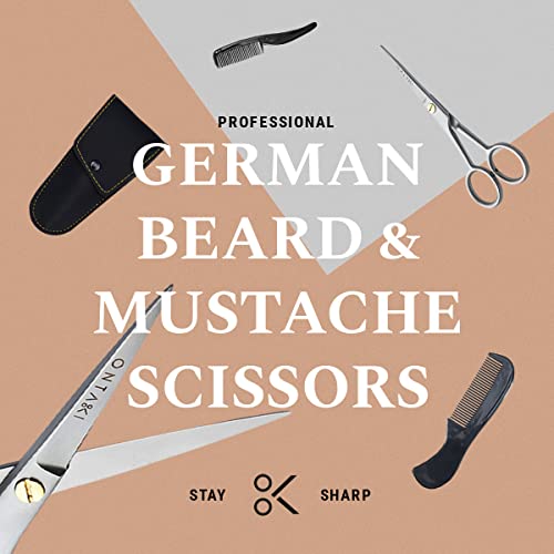 ONTAKI 410c German Steel Beard & Mustache Trimming Scissors with Silver Comb - 5"
