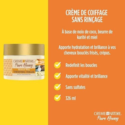 Creme of Nature Curl Cream with Honey & Coconut Oil for Curly Hair - Moisture & Frizz Control