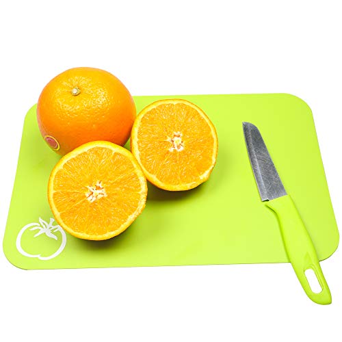 Flexible Plastic Cutting Board Mats Set - 2 Pack with Food Icons