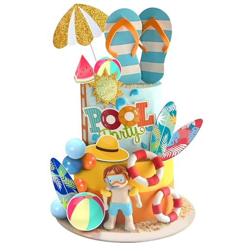 21-Piece Beach Cake Topper Set for Summer Parties