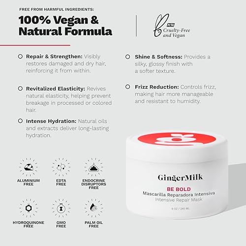 Ginger Milk Intensive Repair Hair Mask 8 oz for Dry & Damaged Hair – Natural Care