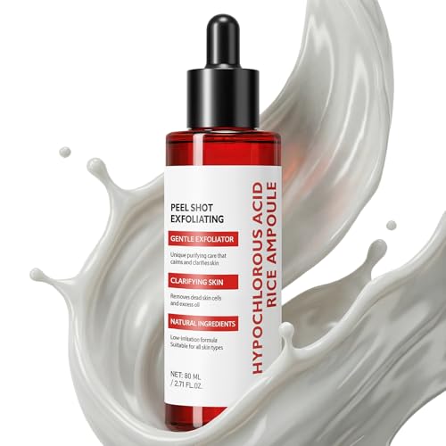 DIKAYI Hypochlorous Acid Rice Peel Shot - Gentle Exfoliating Serum for Pores & Blackheads, 2.71 fl. oz