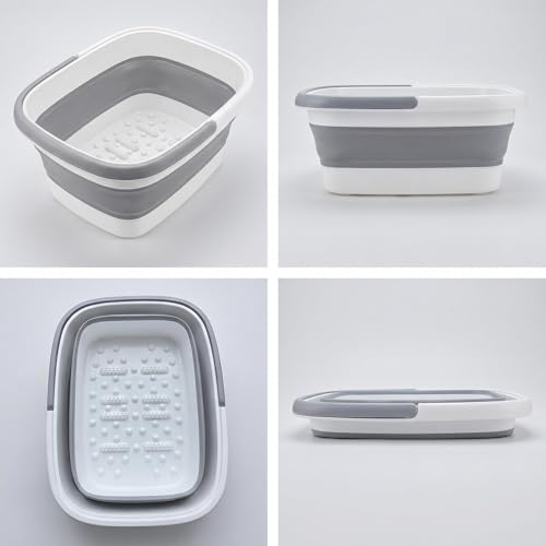 Leemeimei 15L Gray Collapsible Foot Soak Tub with Massage Points & Handle