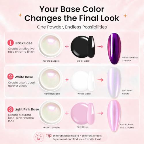 Beetles Chrome Nail Powder Set - 8 Colors Metallic & Holographic