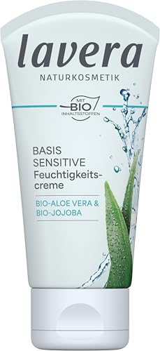 Lavera Basis Sensitive Aloe Vera Moisturizing Face Cream - Organic Vegan Skin Care, All Skin Types, 1.69 Fl Oz