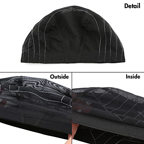 Large Bella Hair Mesh Dome Wig Cap with Guideline Map for Beginners Sewing, 23-24 Inch, Black