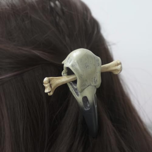 Gothic Raven Skull Hair Tie - Crow Resin Ponytail Holder for Halloween & Cosplay