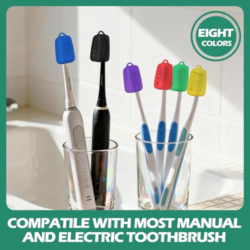 Lapfoon Silicone Toothbrush Covers - 8 Pack for Manual & Electric Brushes