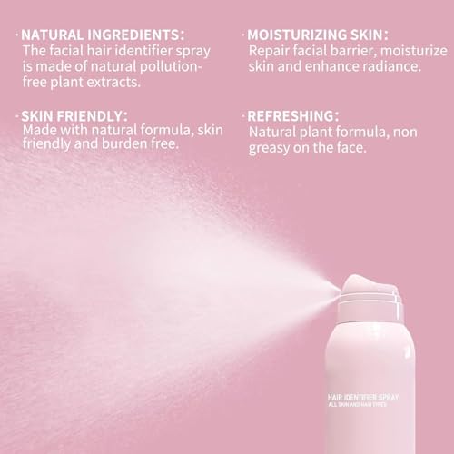 Hair Identifier Spray for Face Shaving, Face Shaving Powder Spray for Women,Moisturizing and Skin Care Dermaplaner Spray, Skin Dermaplaning Spray for Face (1PCS spray + 4PCS razor)