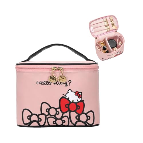 Vimanllie Hello Kitty Large Travel Makeup Bag, Waterproof Cosmetic Organizer