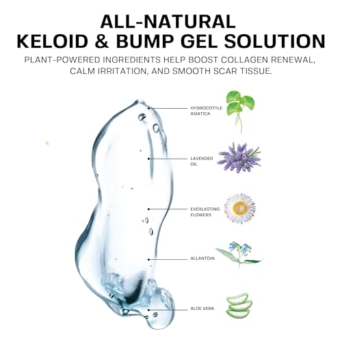 BASE LABORATORIES Keloid Bump Removal Gel | Natural Piercing Bump Treatment & Keloid Scar Gel | Keloid Scar Removal for all Scars, Keloids & Piercing Bumps | Soothing Piercing Aftercare | 2 oz