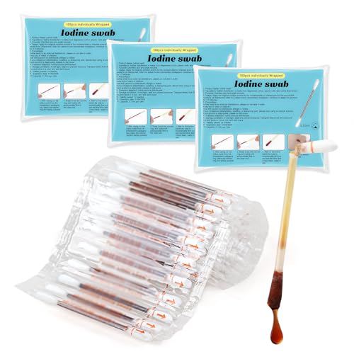 300PCS Disposable Povidone-Iodine Swabs - Individually Wrapped Wound Care