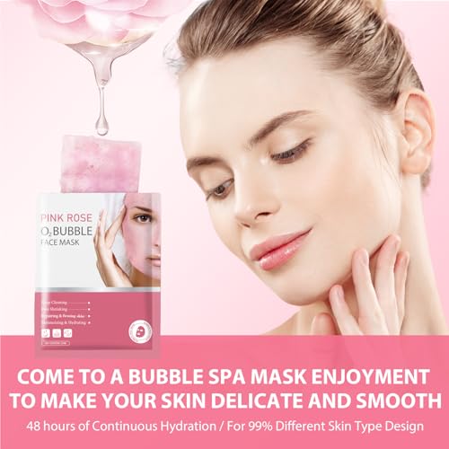 GUOYAOLIFU Rose Bubble Face Mask Sheet Hydrating Deep Cleansing Skin Care for Women