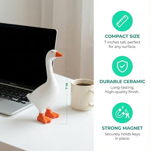 7-Inch Mini Goose Statue - Cute Resin Desk Decor & Key Holder