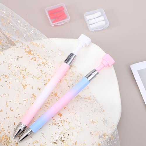 2 Pcs Rhinestone Picker Tools with 6 Refills - Nail Art & Craft Dotting Pen Set
