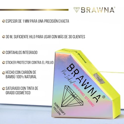 BRAWNA Pre-Inked PMU Mapping String for Brows & Lips - 2 Pack (White/Yellow)