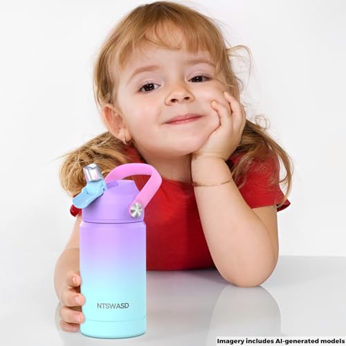 12 oz Insulated Water Bottle for Kids with Straw – Purple