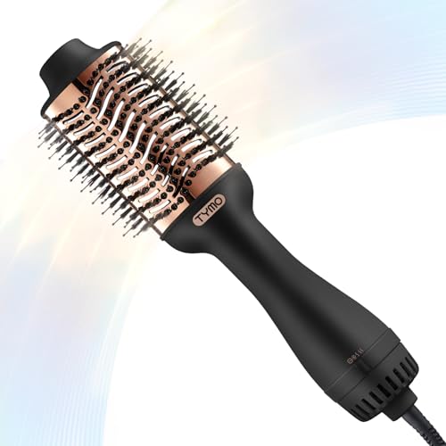 TYMO Hair Dryer Brush Blow Dryer Brush in One, 4 in 1 Ionic Hairdryer and Styler Volumizer with Oval Titanium Barrel, Hot Air Straightener for Smooth Frizz-Free Blowout, Gold, 2.85 Inch