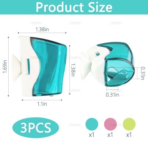 AUEAR 3-Pack Toothbrush Head Covers with Suction Cup, Anti-Dust Mirror Holder Case for Bathroom, Travel