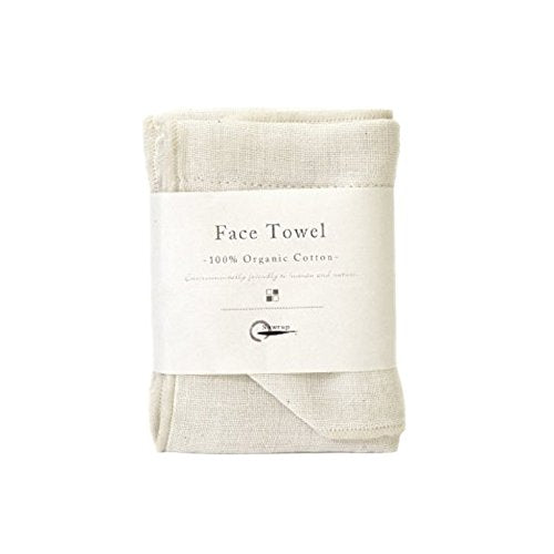 Organic Cotton Face Towel 14x14 Ivory Natural Absorbent Washcloth