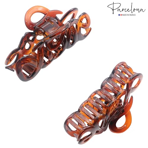French Love Tortoise Shell Hair Claw Clip 3 Inch No Slip Grip Elegant Style