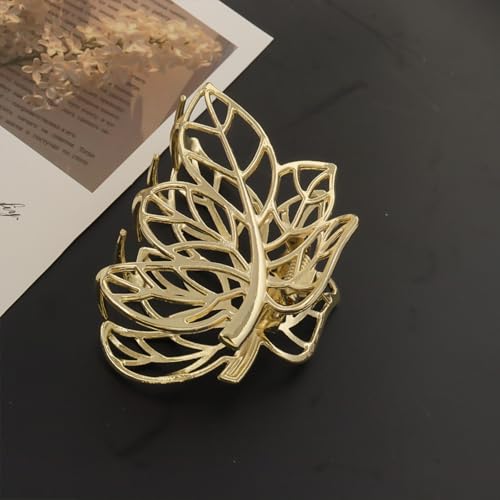 Leaf Hair Claw Clip-2 Gold Leaf Fall Hair Accessories Non-Slip Metal Hairpin for Women