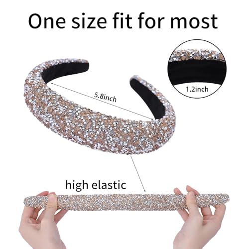 Cutewing Rhinestone Padded Headbands for Women - 2PCS NO11B, Trendy Bling Accessories
