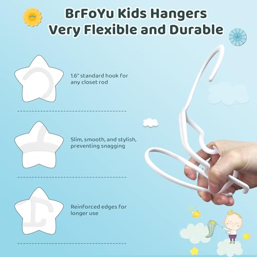 BrFoYu Non-Slip Baby Hangers - 30 Pack White Plastic Toddler Clothes Hangers