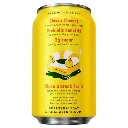 Halfday Prebiotic Lemon Iced Tea - 12 Fl Oz Can (Pack of 5)