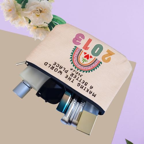13th Birthday Gift Makeup Bag - 2013 Vintage Cosmetic Pouch for Girls