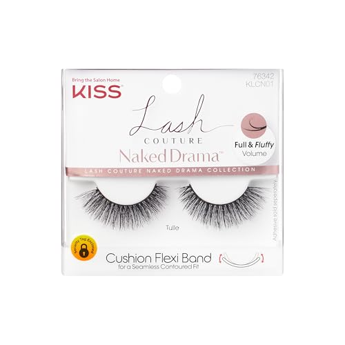 KISS Lash Couture Naked Drama False Eyelashes Tulle Pack - Full Fluffy Volume, 10mm, Reusable, Easy to Apply
