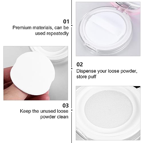 Pink Refillable Compact for Loose Face Powder with Puff - Travel Makeup Case, 2 Pack
