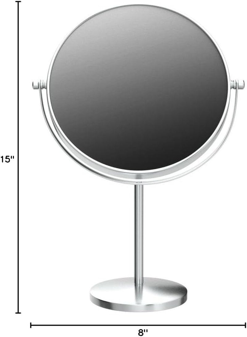Classic Round Desktop Makeup Mirror - 15" Tall Double-Sided 360° Swivel | 1X/10X Magnification for Bathroom & Bedroom