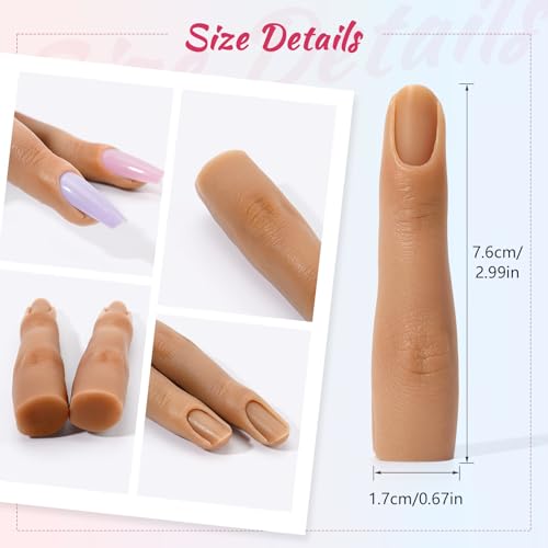 Deciniee 2Pcs Silicone Practice Fingers for Acrylic Nails No.3 - Beginner Nail Art Tools (2Pcs Finger Color 3)