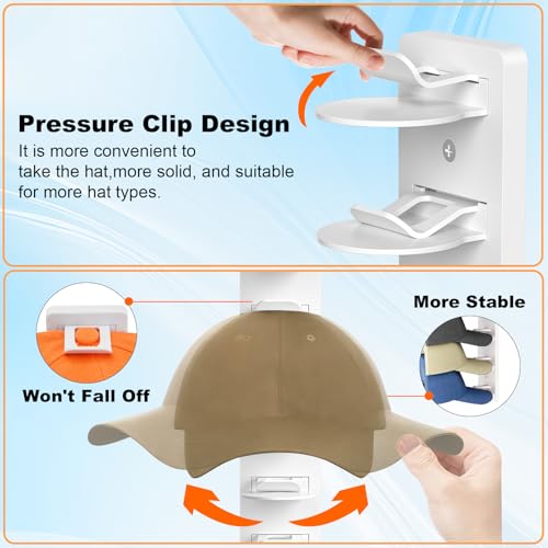 Fododo Hat Organizer - 2 Pack Wall-Mount Rack for Baseball Caps