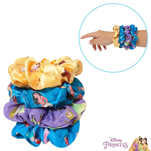 Disney Princess Scrunchies for Girls - 4 Large Character Hair Accessories
