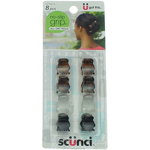 Scunci No-Slip Grip Mini Oval Jaw Clips - 8 Count Set