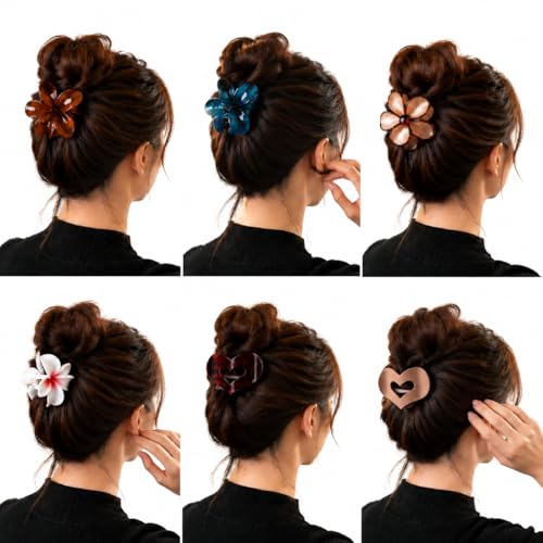Premium 16-Piece Hair Accessories Set for Women Gray - 6 Claw Clips & 10 Elastic Hair Ties