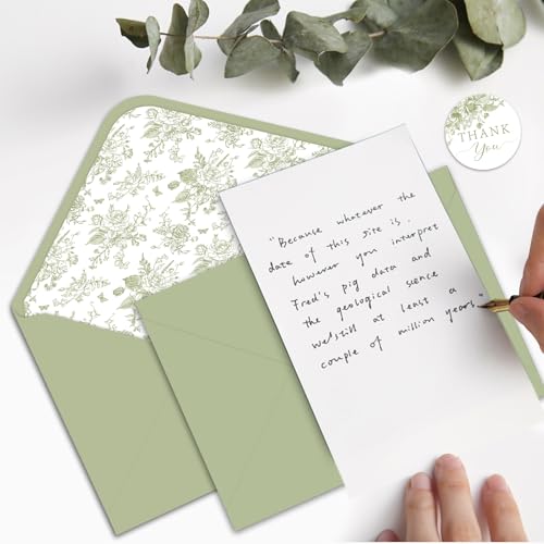 24 Pack Sage Green Floral Thank You Cards with Envelopes & Stickers